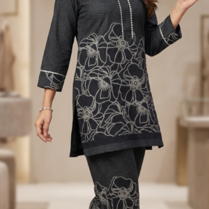 Women Stylish Neck Floral Print Western Co Order Sets, Wear as Office Coat, Travel Coord, Cot
