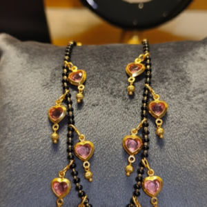 Purple Crystal Hearts Pendant Short Mangalsutra