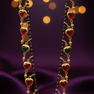 Multicolor Hearts crystal Pendant Short Mangalsutra