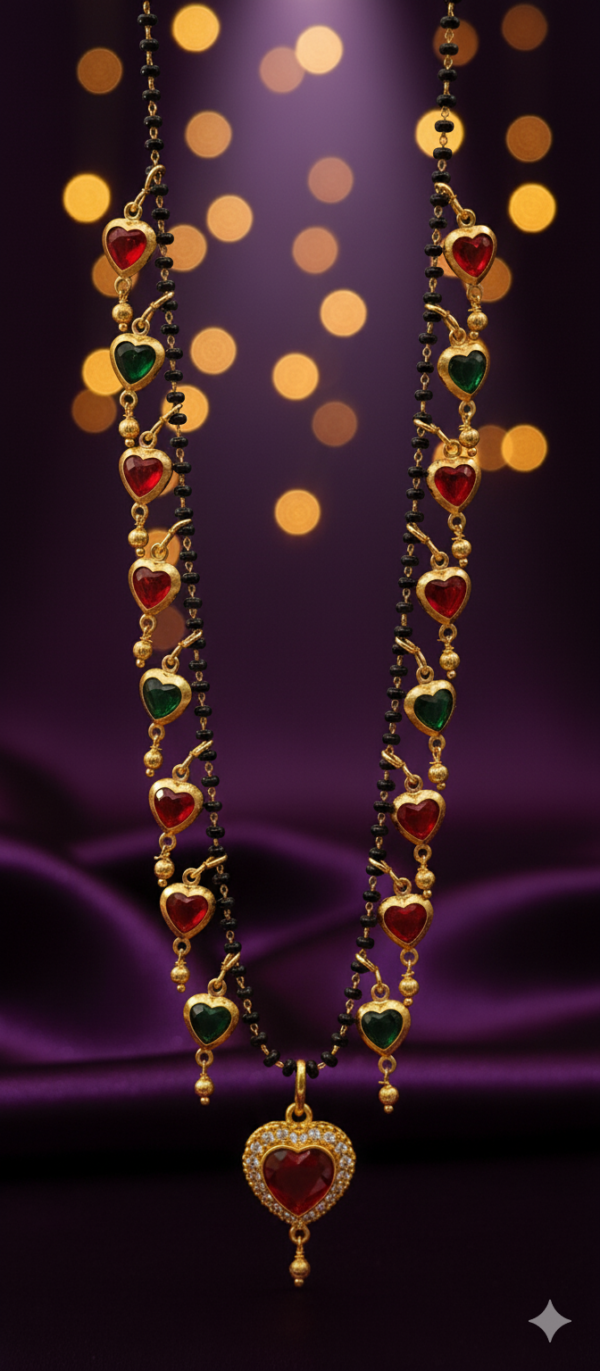 Multicolor Hearts crystal Pendant Short Mangalsutra