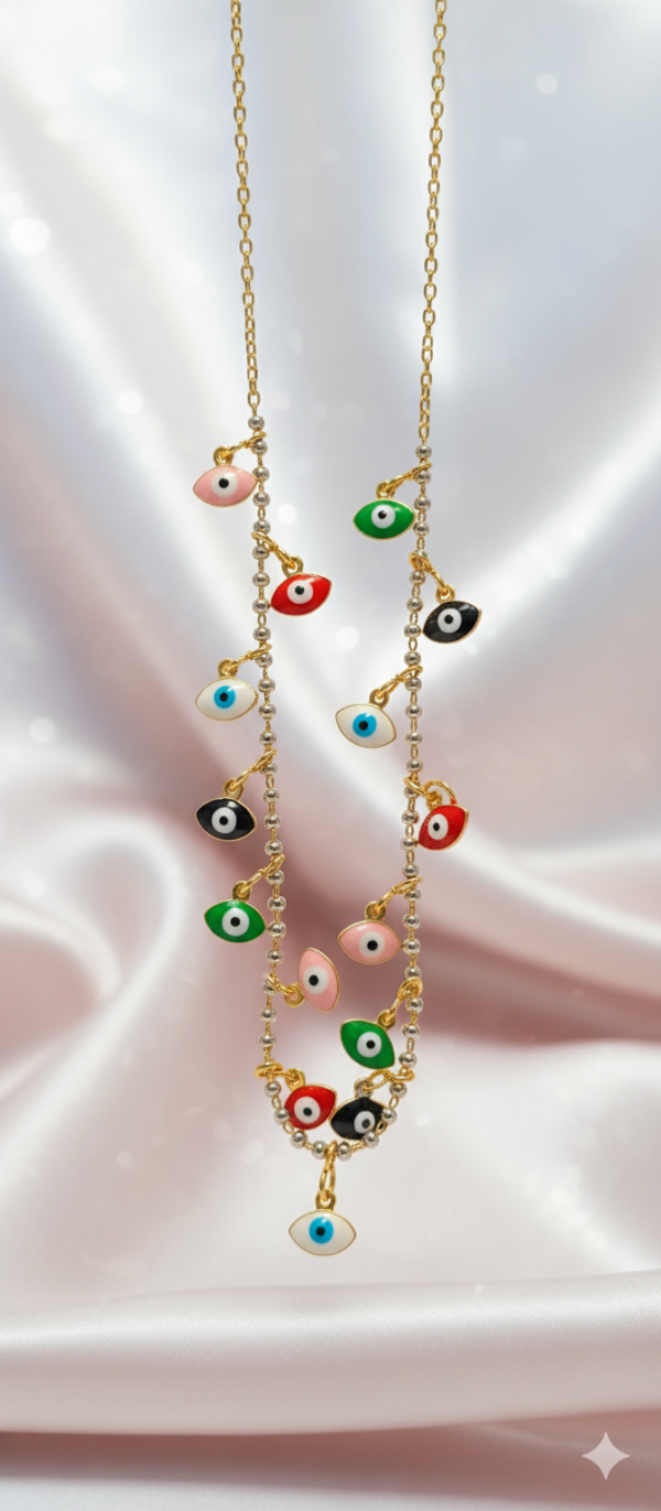 Evil Eye Multicolour Pendant Short Mangalsutra
