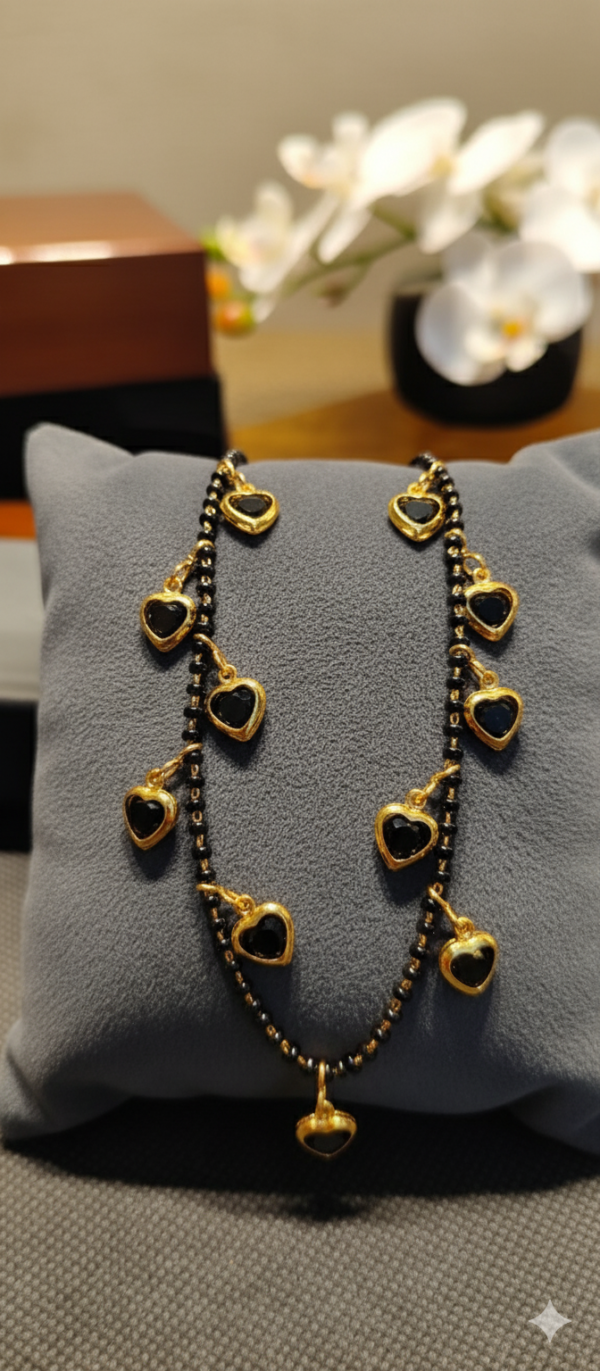 Crystal Hearts Pendant Short Mangalsutra