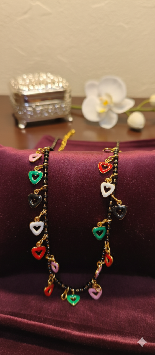 Multicolor Hearts Pendant Short Mangalsutra