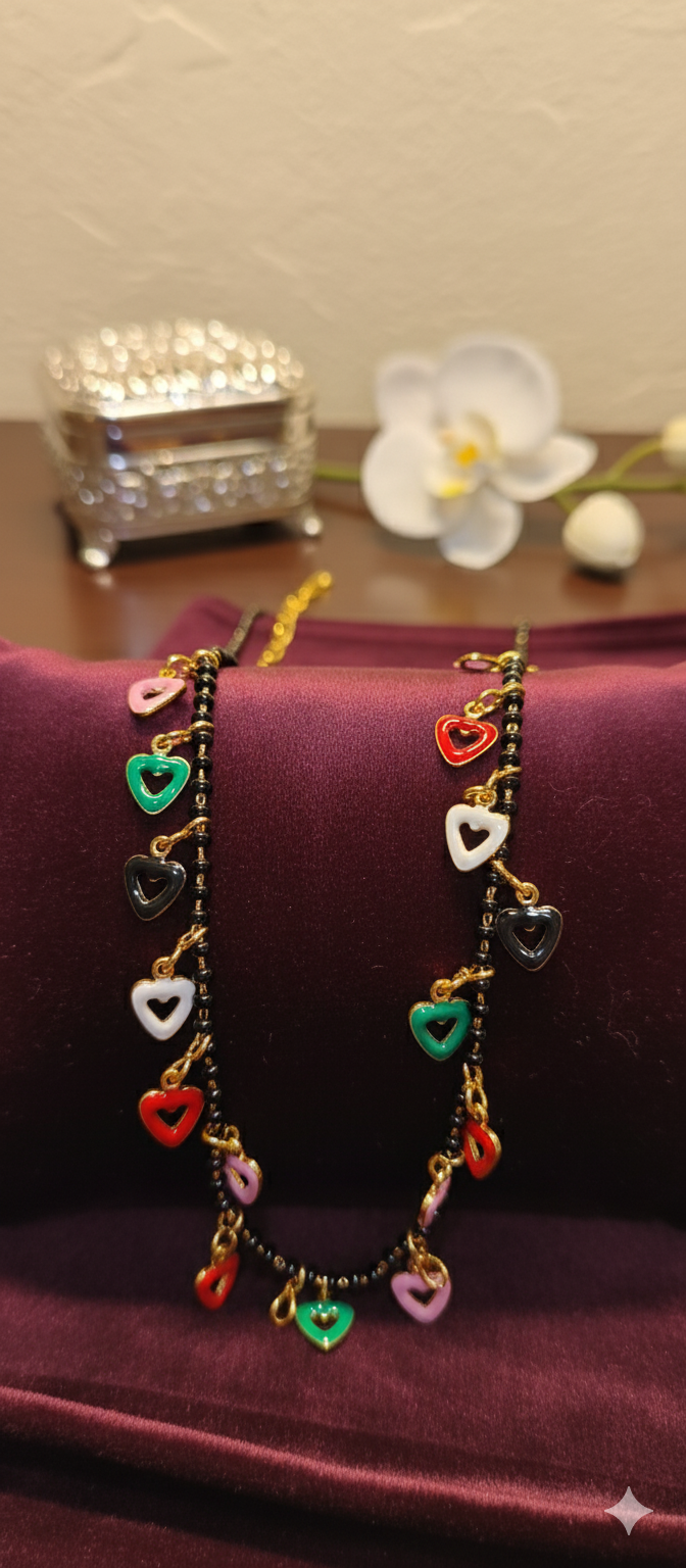 Multicolor Hearts Pendant Short Mangalsutra