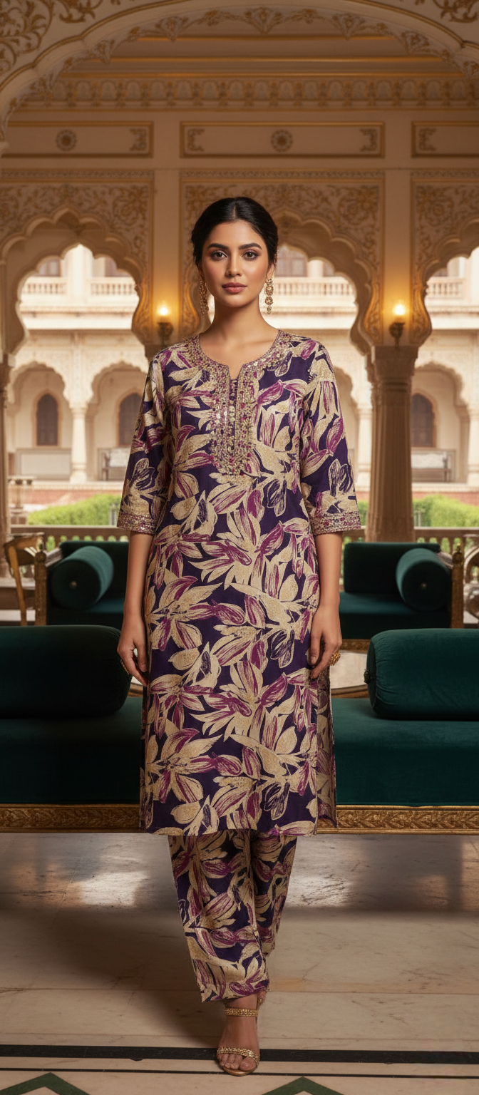 Women Floral Printed Kurta with Trousers