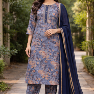 Women Floral Pinted Kurta with Pant & Dupatta