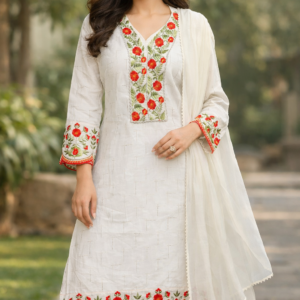 Women Floral Embroidered Kurta with Trousers & Dupatta