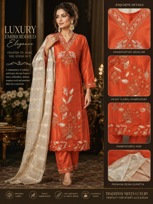 Premium Suit heavy Embroidery work with plazo and dupatta XL
